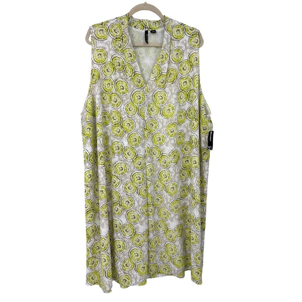 New Directions Curvy Sleeveless Trapeze Guaze Dress Yellow Tan 3X NEW - Picture 1 of 5